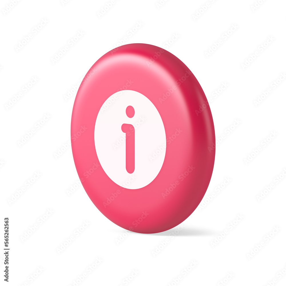Poster Info button information character FAQ question answer help support web app 3d round realistic icon