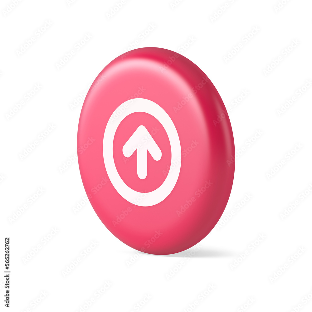 Poster up arrow round border button cyberspace navigation pointer 3d round realistic icon