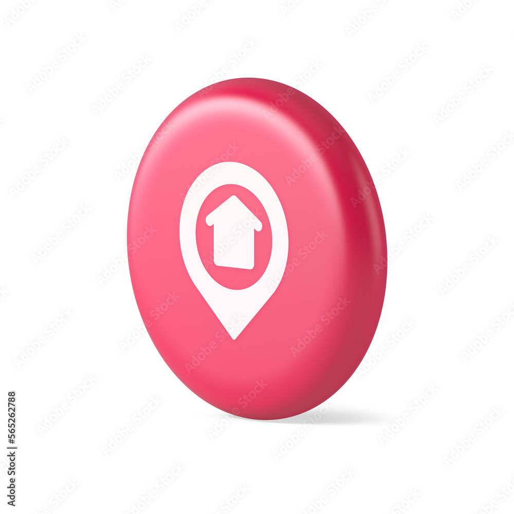 Poster urban building location find button house map pin web application 3d round realistic icon