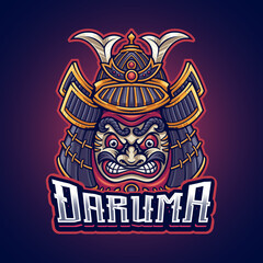 Daruma Japanese with samurai helmet illustration