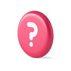 Question mark button advise attention answer FAQ point internet info support 3d realistic icon