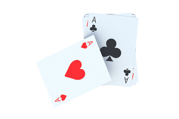 Playing cards isolated on white background. 3d render
