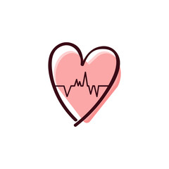 Valentines Day Pink Heart Rate Doodle Illustration