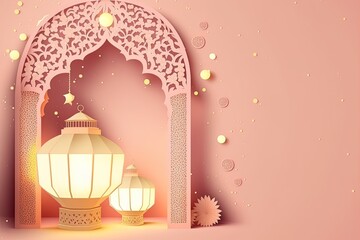 Islamic background with empty copy space good for a special event like Ramadan or Eid Al-Fit vector, generative ai