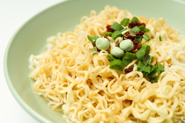 Concept of instant food, tasty instant noodles
