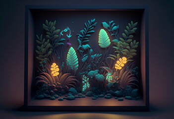 A Mystical 3D AI-Generated Bioluminescent Jungle: A Colorful and Creative Visual Art Perspective