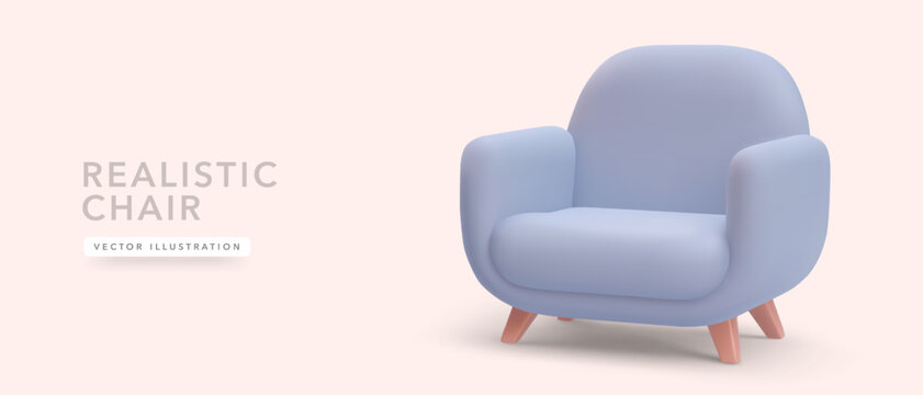 3d realistic soft chair with shadow