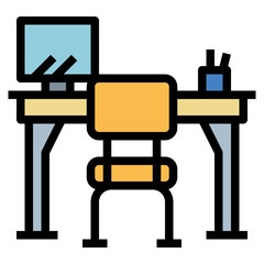 desk filled outline icon style