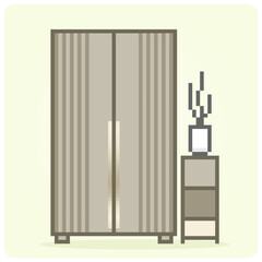8-bit pixel of wardrobe in vector illustration for game assets. Modern Cabinets in minimalist style