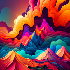 Fototapeta na wymiar Colorful abstract mountains