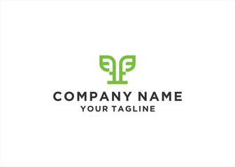 FF letter with Leaf logo design vector illustration