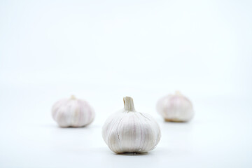 garlic and peel on white background isolate