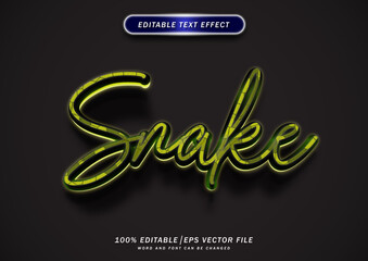 Editable text effect snake. 3d wild and skin font style