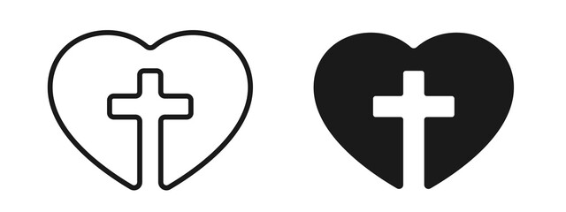 Obraz premium Religion cross with heart shape, Gods love concept illustration