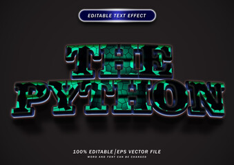 Editable text effect the python. 3d wild and skin font style