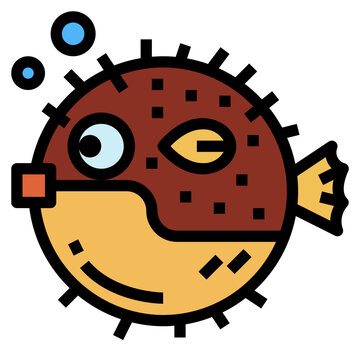 recommend clip art: puffer fish filled outline icon style