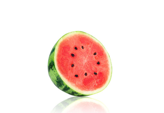 Slice of watermelon isolated on white background. Slice whole watermelon with clipping path