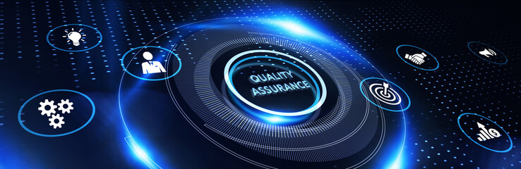 Fototapeta na wymiar Business, Technology, Internet and network concept. Quality Assurance service guarantee standard. 3d illustration