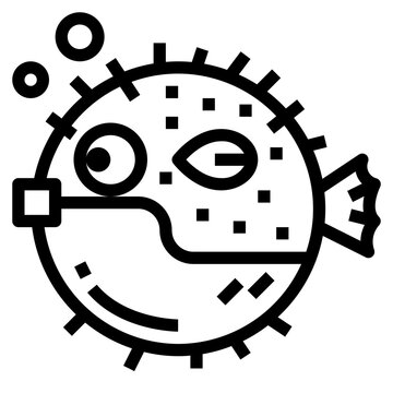 recommend clip art: puffer fish line icon style