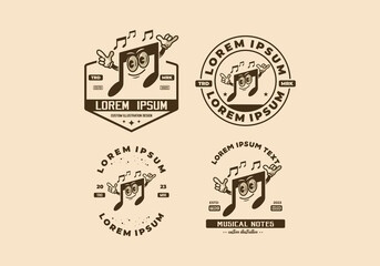 Obraz premium Music notes character mascot illustration badge