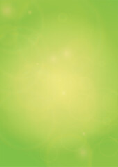 Abstract Green Background with Golden Circular Spot Lights.  Vibrant Sunlight  Summer and Spring Texture. Eco and Environment Page Design. Defocused Fresh Leaf Print. Bokeh Blurry Template.