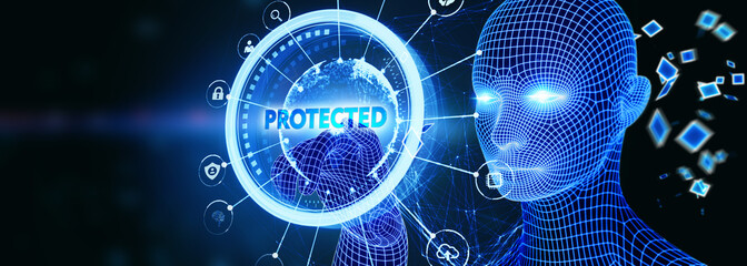 Cyber security data protection business technology privacy concept.  Protected 3d illustration