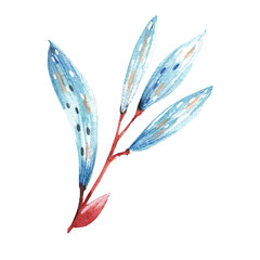 Obraz premium Modern watercolor pattern with blue spring watercolor lilies illustration on white background for textile design.