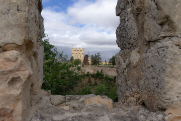 A window view of Segovia's Castle (Alcázar), Spain.