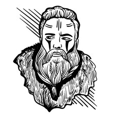 Hand-drawn vector illustration of a viking