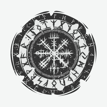 Viking Vegvisir rune dark circle shield