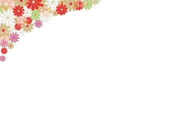 白背景にカラフルな和の花模様　フレームデザイン