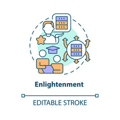 Enlightenment concept icon. Data organization skills. ICT literacy level abstract idea thin line illustration. Isolated outline drawing. Editable stroke. Arial, Myriad Pro-Bold fonts used