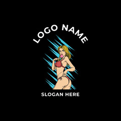 Bikini Girl Graphic Logo Design