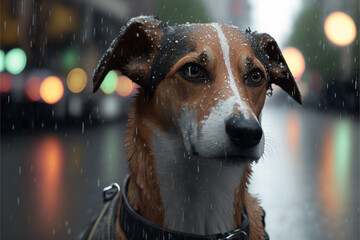 American Foxhound in the rain, generative ai