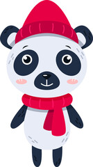 Panda bear cartoon characters with clothes