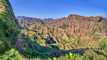 Naklejka premium volcanic rock formation on island of cabo verde