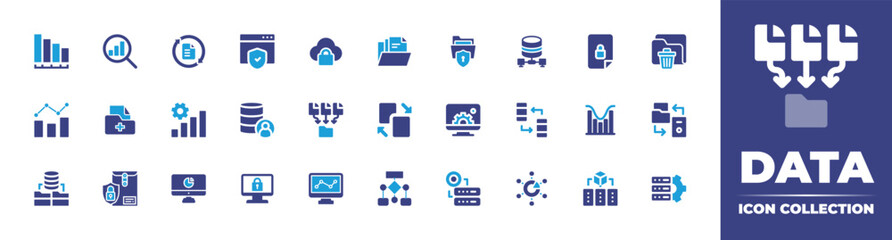 Data icon set full style. Solid, disable, gradient, duotone, regular, thin. Vector illustration and transparent icon.