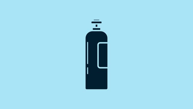 Blue Industrial gas cylinder tank for all inert and mixed inert gases icon isolated on blue background. 4K Video motion graphic animation