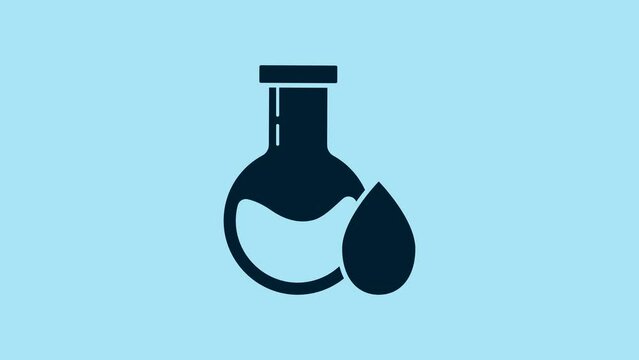 Blue Oil petrol test tube icon isolated on blue background. 4K Video motion graphic animation