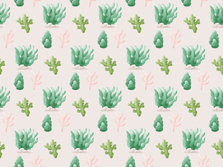 Seaweed Coral Seamless Patterns Tile Background