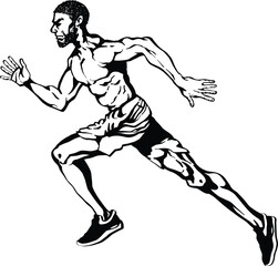 Fototapeta na wymiar Human athlete running pose marathon jogging splinter sport shoes running shoes logo mini marathon workout BLACK AND WHITE