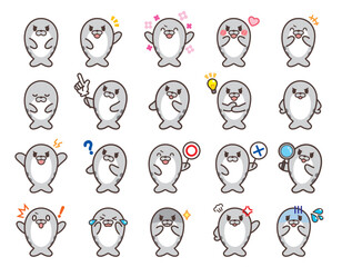 ヒョウアザラシのかわいいキャラクターセット