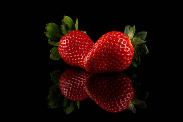 Red ripe strawberry fruits