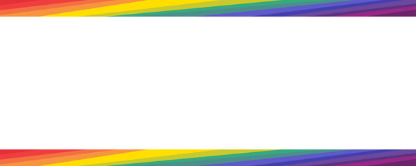 Striped colorful rainbow border frame background design. Happy LGBT pride month theme vector template. - obrazy, fototapety, plakaty