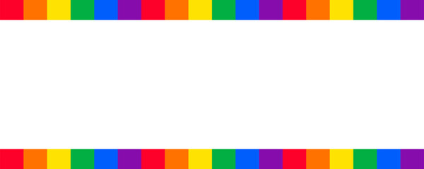 Fototapeta na wymiar Rainbow colorful square line border frame background design. Happy LGBT pride month theme vector template.