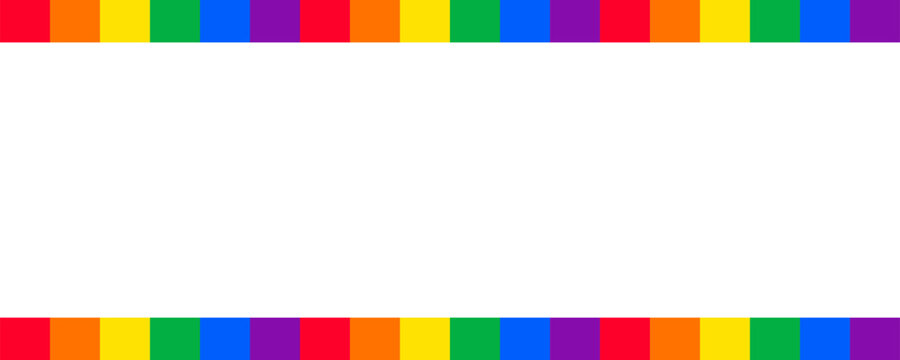 Rainbow colorful square line border frame background design. Happy LGBT pride month theme vector template.