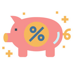 percent flat icon style