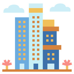 skyscrapers flat icon style