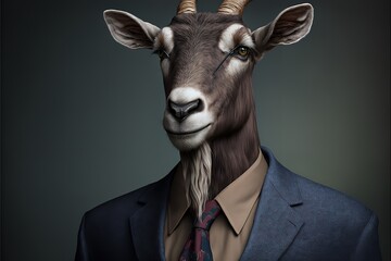 Portrait of goat in a business suit