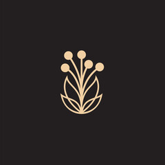 flower logo illustration. Floral wreaths. Botanical floral emblem with typography on black background